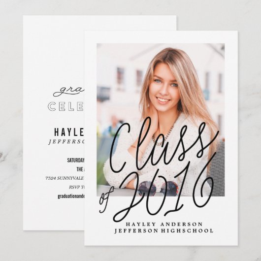 2016年卒業招待状の写真 招待状 (正面/裏面)