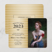 2016年度卒業生 ゴールドストライプ フォト 卒業式 招待状 (正面/裏面)