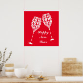 2016年正月スタイリッシュワイングラス ポスター (キッチン)