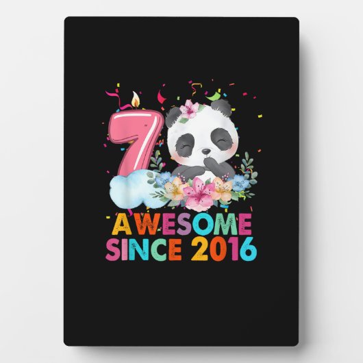2016年生まれの7歳のすごいパンダの7歳の誕生日B フォトプラーク (正面)