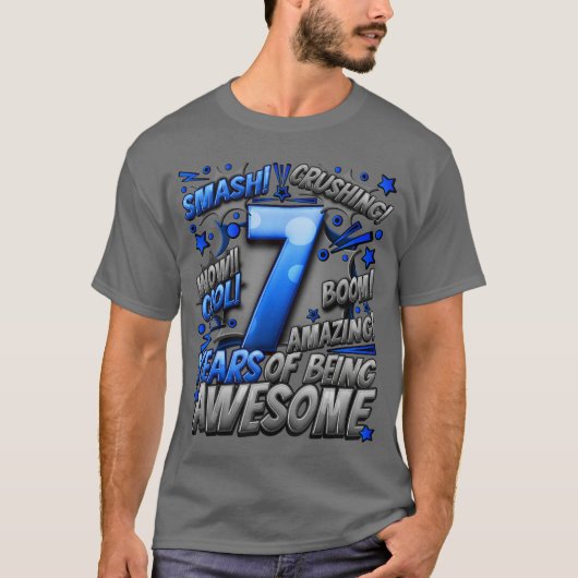 2016年生まれの7歳の誕生日おめでとう コミック風 Tシャツ (正面)