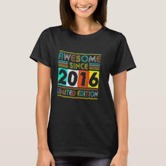 2016年生まれ 6歳の誕生日おめでとう レトロ Tシャツ