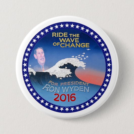 2016年社長兼Ron Wyden 缶バッジ (正面)