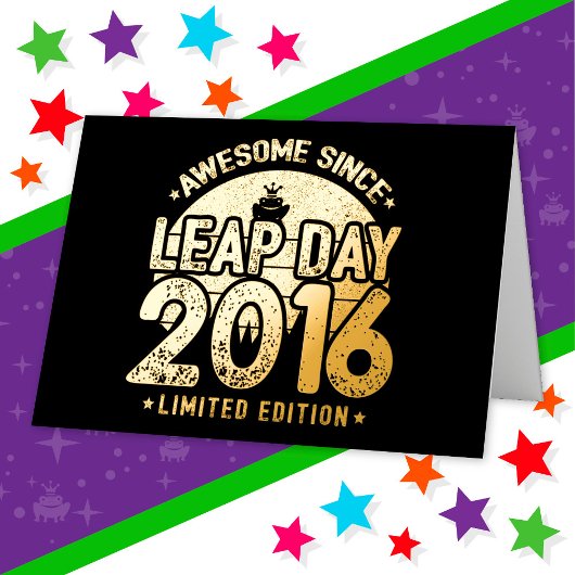 2016年素晴らし閏年日以後2月29誕生日 箔グリーティングカード