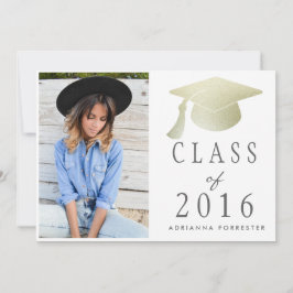 2016年銀箔卒業帽写真 招待状