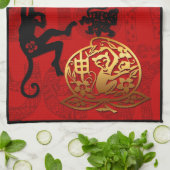 2016年間の猿の旧正月 キッチンタオル (折り畳み)