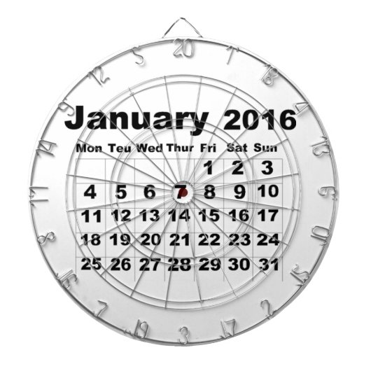 2016年1月カレンダー ダーツボード (正面)