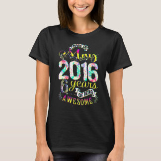 2016年5月生まれの女の子のための6歳の誕生日フラワーギフト Tシャツ