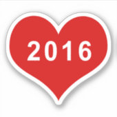 2016年 赤いハート ビニールステッカー シール (正面)