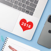 2016年 赤いハート ビニールステッカー シール (ノートパソコンとiPhone)
