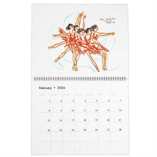 2016毎日の落書きのカレンダー カレンダー (2月 2026)