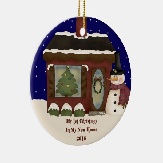 2016私の新しい家のクリスマスの雪だるま セラミックオーナメント (右)