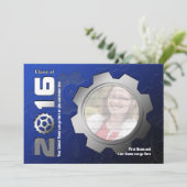 2016青く、銀製のギアの卒業の招待状 招待状 (スタンド正面)