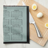 2016鳥の布のカレンダー キッチンタオル (四つ折り)