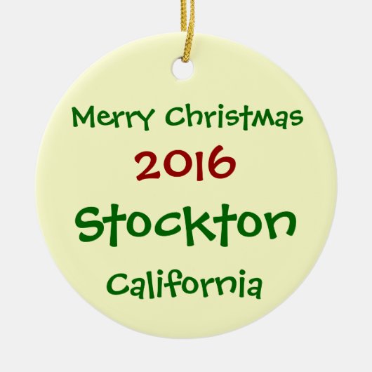 2016 STOCKTONカリフォルニアのメリークリスマスのオーナメント セラミックオーナメント (正面)
