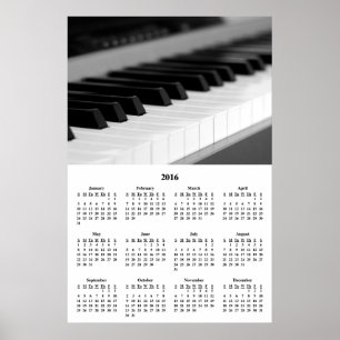2016 Wall Calendar Beautiful Music Piano Poster ポスター