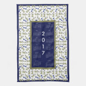 2017のカレンダーのブルーベリーの台所ふきん キッチンタオル (縦)