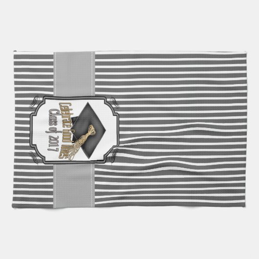 2017のクラスはよい時の卒業のギフトを祝います キッチンタオル (横)