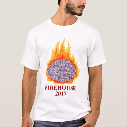 2017の燃えるような頭脳の人の丸首のティー Tシャツ (正面)