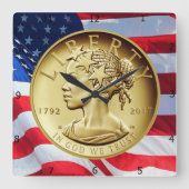 2017アメリカ自由 スクエア壁時計 (正面)