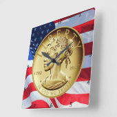 2017アメリカ自由 スクエア壁時計 (傾斜)