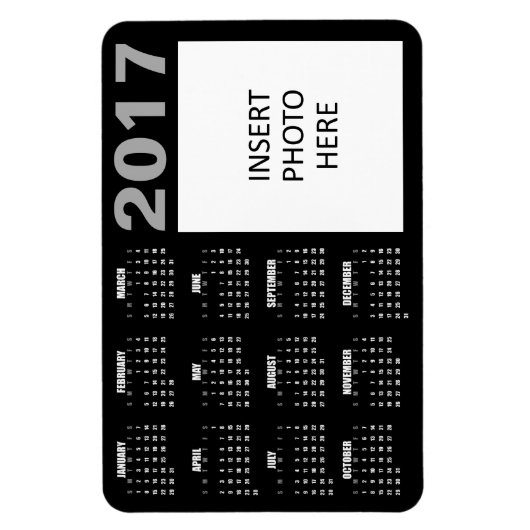2017カスタムフォトカレンダー磁石 – 黒 マグネット (縦)