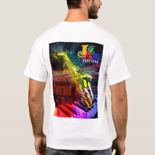 2017ワイン及びジャズポスターデザインの基本的なTシャツ Tシャツ