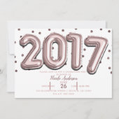 2017卒業パーティーバラ金ゴールド紙吹雪バルーン 招待状 (正面)