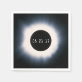 2017威厳がある年黒白太陽の皆既食 スタンダードカクテルナプキン (正面)