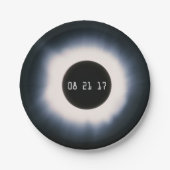 2017威厳がある年黒白太陽の皆既食 ペーパープレート (正面)