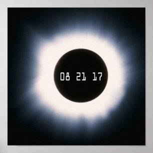 2017威厳がある年黒白太陽の皆既食 ポスター