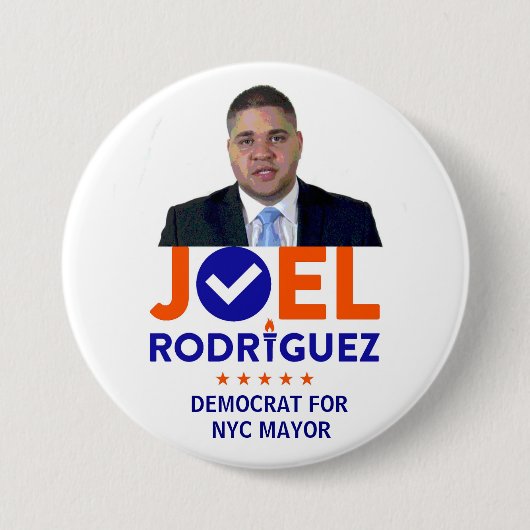 2017年にNYCの市長のためのJoelロドリゲス 缶バッジ (正面)