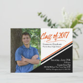 2017年のクラスのオレンジと黒の学校の色の写真 招待状 (スタンド正面)