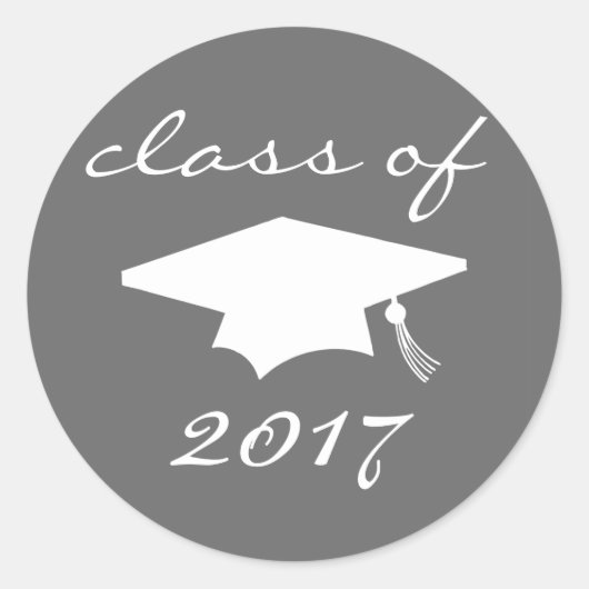 2017年のクラスのステッカー（グレーの卒業キャップ） ラウンドシール (正面)