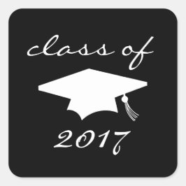 2017年のクラスのラベル（黒い卒業キャップ） スクエアシール