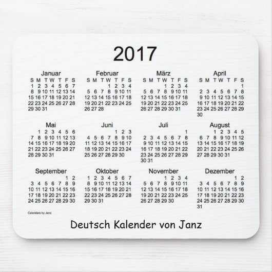 2017年のドイツKalender マウスパッド (正面)