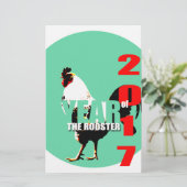 2017年のニワトリの年グリーンサークル文房具 便箋 (スタンド正面)