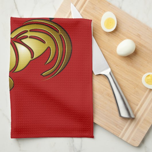 2017年のニワトリ中国のの看板と書道タオル キッチンタオル (四つ折り)