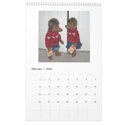 2017年のハリネズミの人形のカレンダー カレンダー (2月 2026)