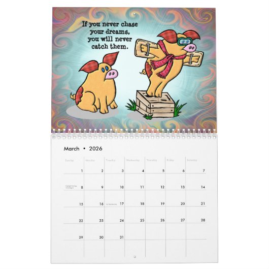 2017年のヒイラギ牛および友人のカレンダー カレンダー (3月 2026)