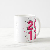 2017年のホットピンクの幾何カスタムパターンのクラス コーヒーマグカップ (正面右)