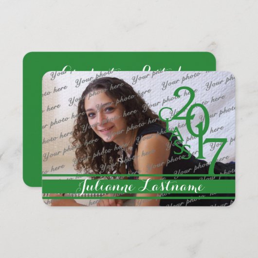 2017年のミニクラスPhoto Varsity Green 招待状 (正面/裏面)