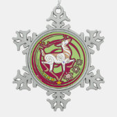 2017年のミンクのHolidazeのクリスマスのオーナメントの赤かレモン色 スノーフレークピューターオーナメント (正面)