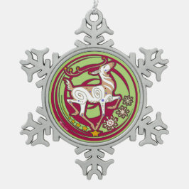 2017年のミンクのHolidazeのクリスマスのオーナメントの赤かレモン色 スノーフレークピューターオーナメント