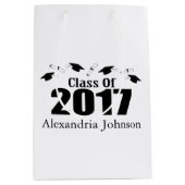 2017年の卒業のギフトバッグのクラス(黒い帽子) ミディアムペーパーバッグ (正面)