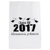 2017年の卒業のギフトバッグのクラス(黒い帽子) ミディアムペーパーバッグ (裏面)
