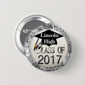 2017年の卒業式ボタンのシルバーシークインクラス 缶バッジ (正面&裏面)