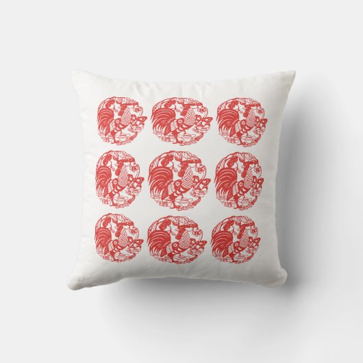 2017年の長寿のルースターのための9つのロスター枕 クッション (裏面)