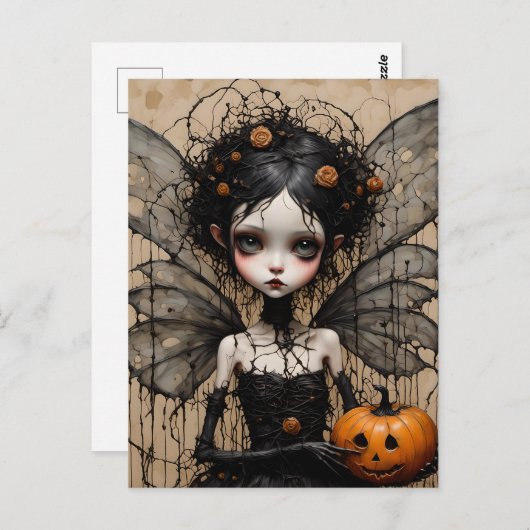2017年の闇のハロウィーンの妖精 ポストカード (正面/裏面)