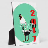 2017年の雄鶏の年緑の丸の額 フォトプラーク (側面)